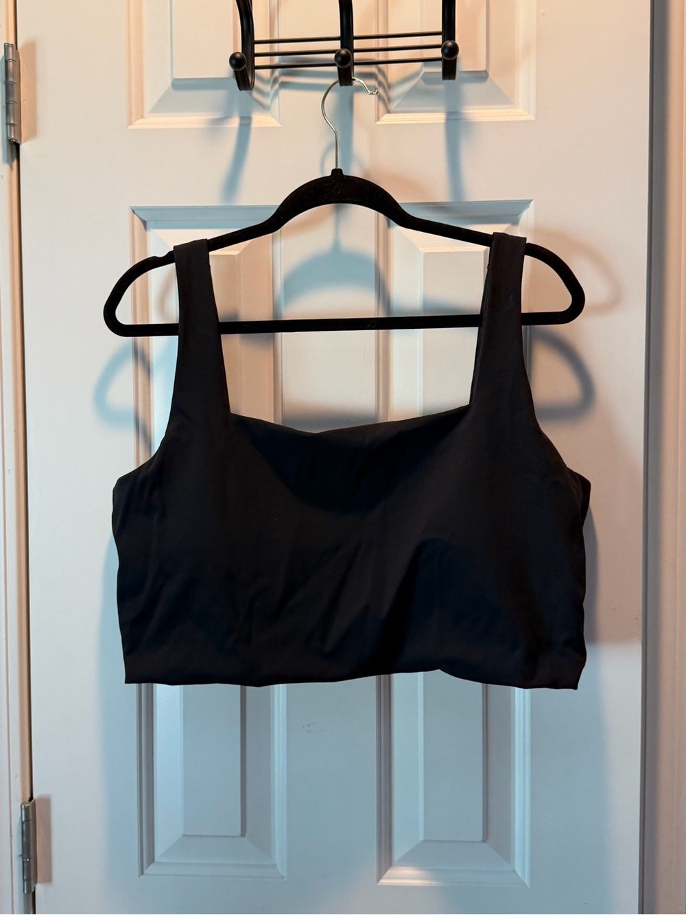 Spanx Black Cropped Square Neck Shelf Tank
